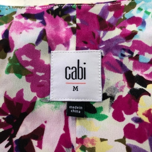 Cabi V-neck wrap multi color floral print blouse M - Picture 8 of 14
